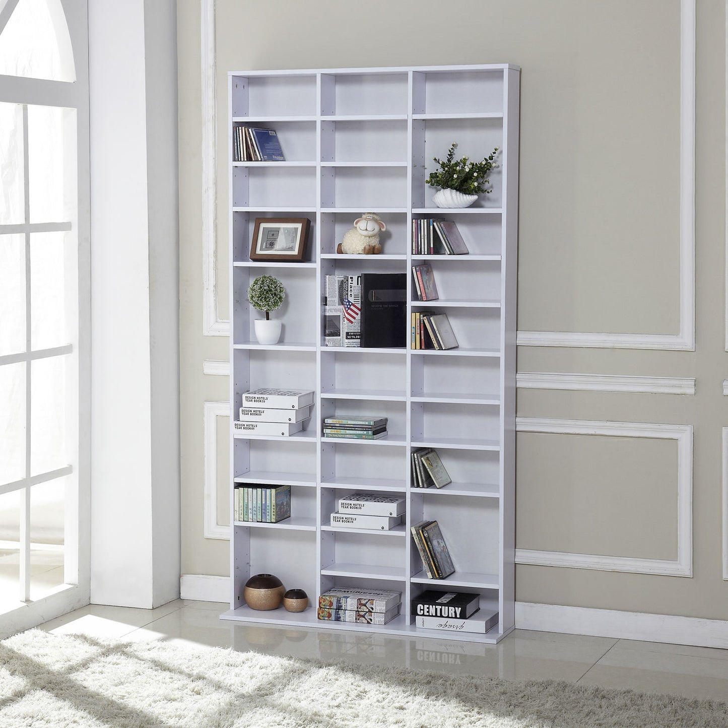 HOMCOM 195Hx102Wx23.5D cm Wooden Bookcase-White