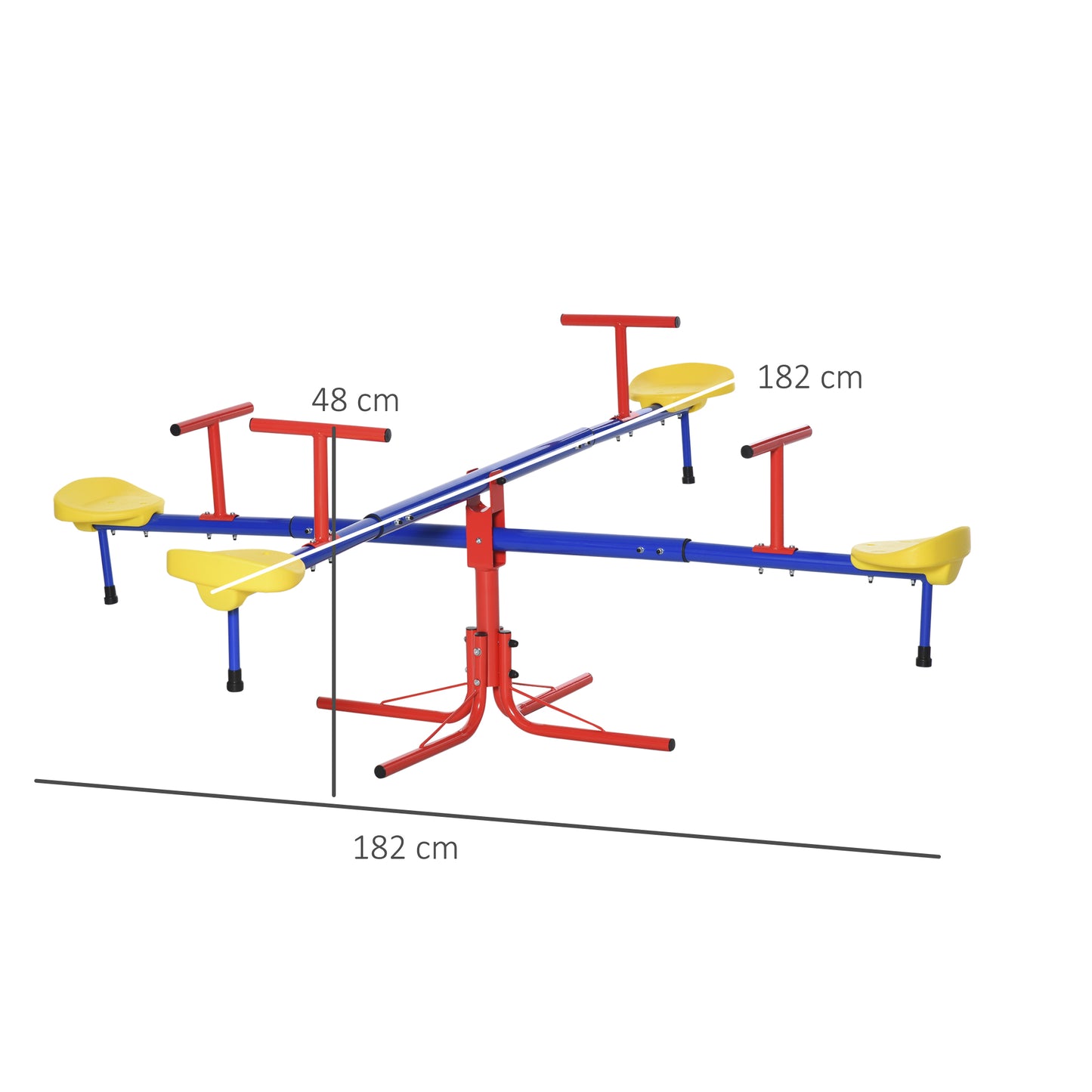 Outsunny Kids Metal Seesaw Teeter Totter Children's Playground Equipment 4 Seats