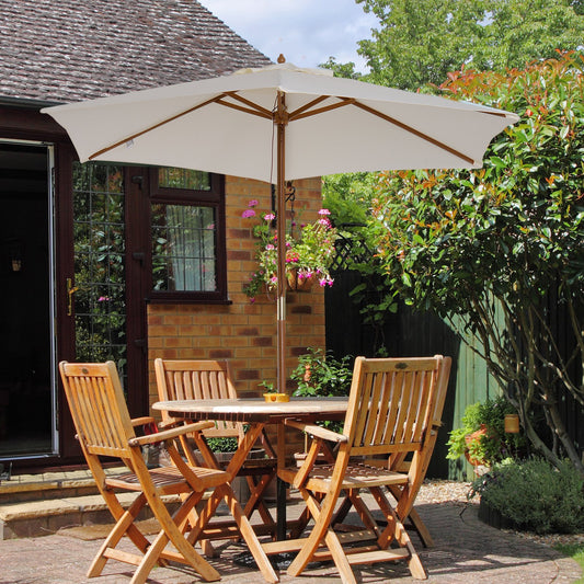 Outsunny 2.5 m Wooden Umbrella Parasol-Cream