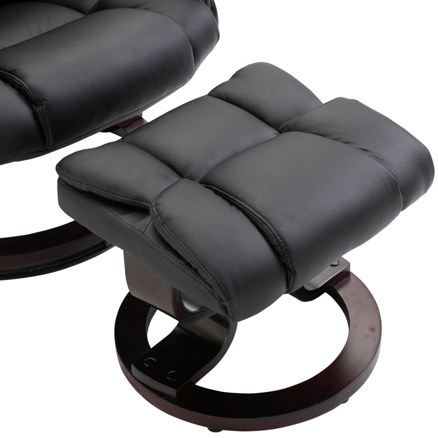 HOMCOM PU Leather Padded Manual Reclining Armchair with Footstool Black