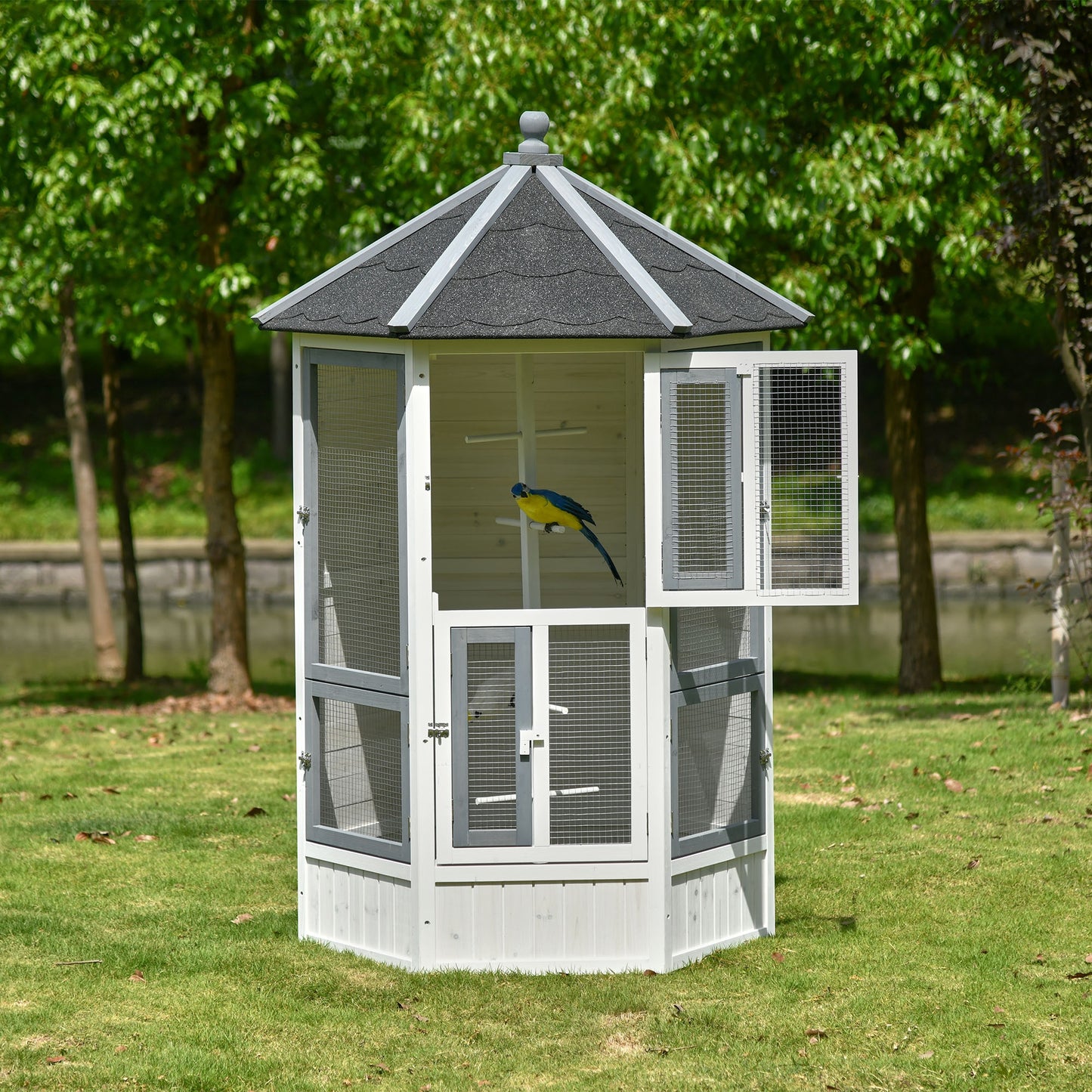 PawHut Bird Aviary House Cage for Budgie Canary Cockatiel Indoor Outdoor 125x125x183cm