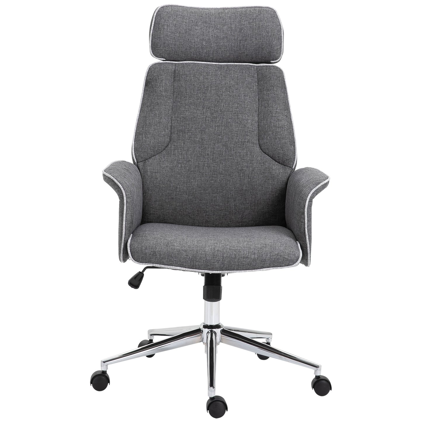 Vinsetto Desk Rocking Chair for Office Executive Adjustable High Back on Wheels Grey