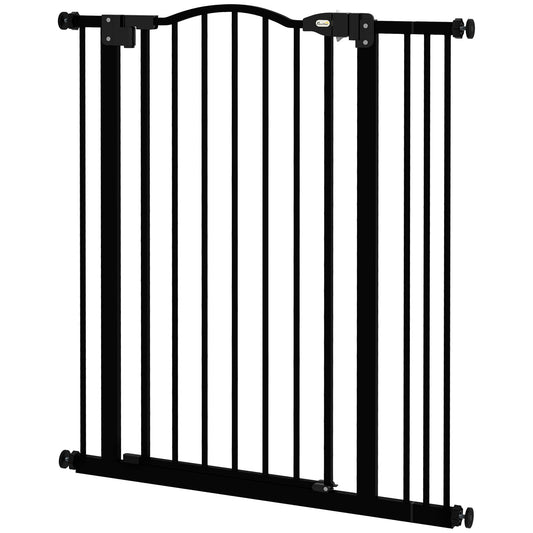 PawHut Metal Pet Safety Gate Dog Gate Folding Fence, Black