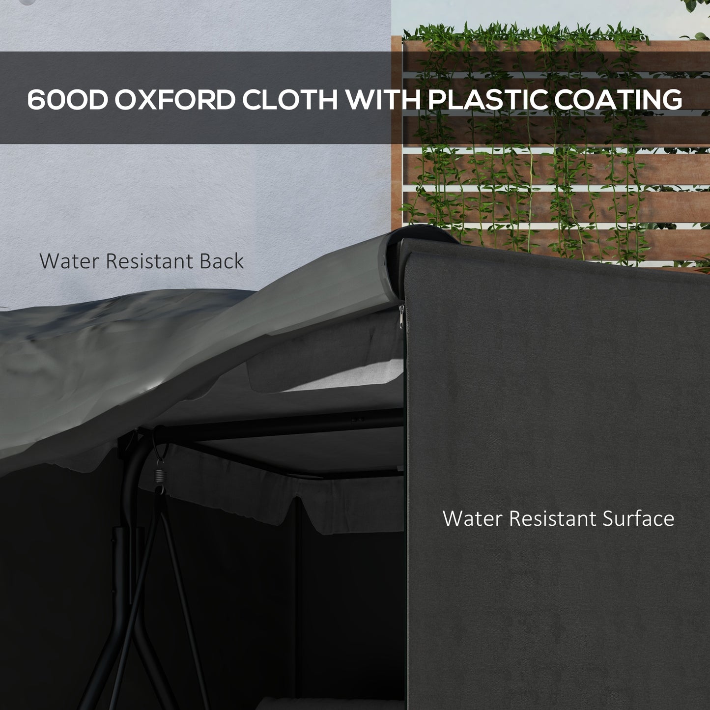 Outsunny 600D Oxford Patio Swing Chair Cover Outdoor Garden Furniture Rain Protection Protector Waterproof Anti-UV, 177 x 114 x 152 cm, Dark Grey