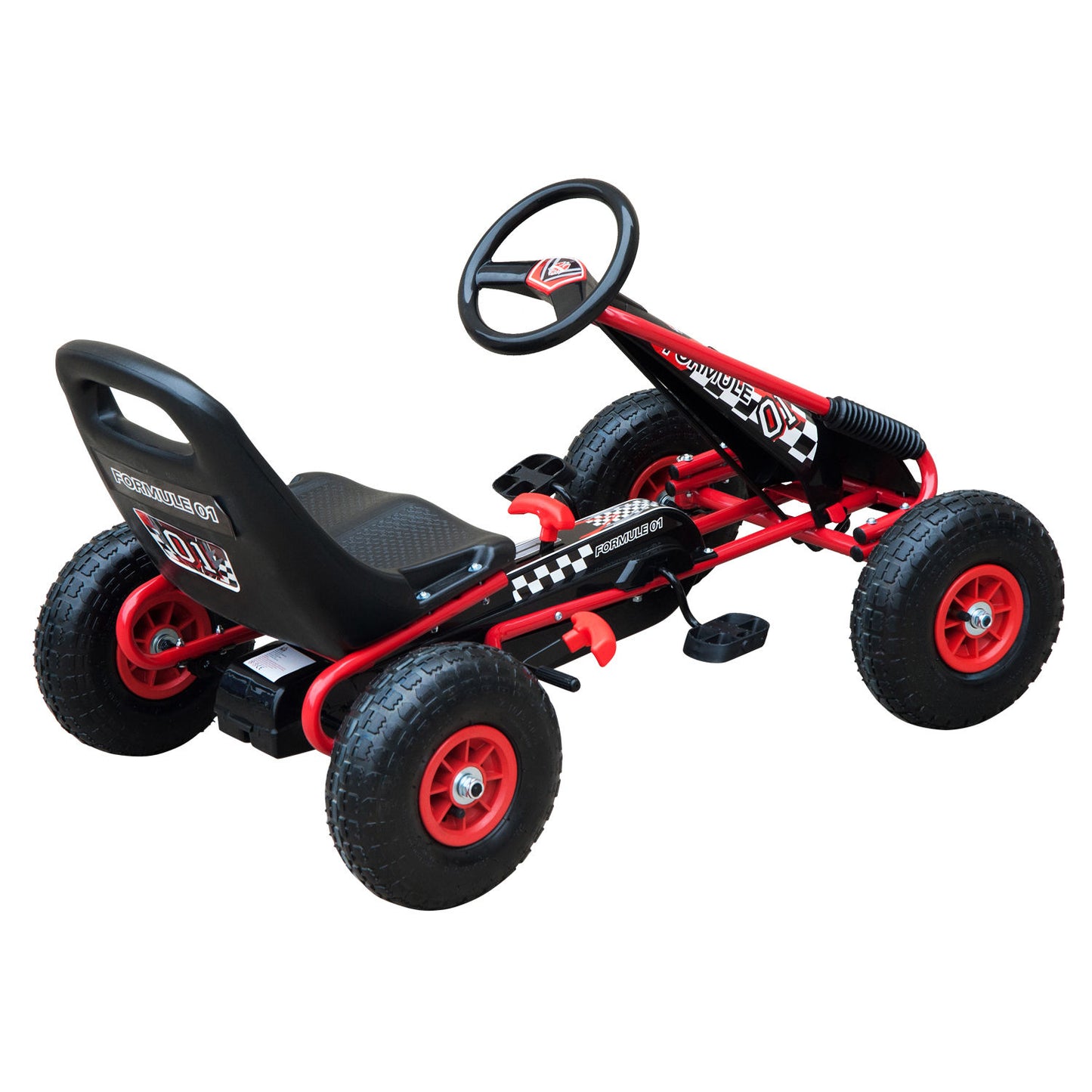 HOMCOM Pedal Go Kart W/EVA Wheels-Red/Black