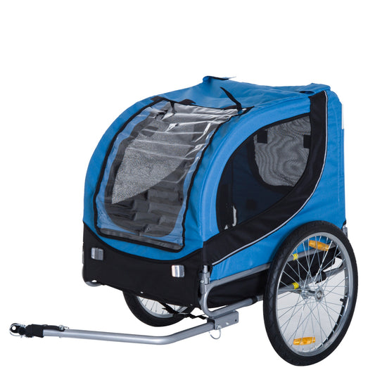 Pawhut Folding Bicycle Pet Trailer W/Removable Cover-Blue