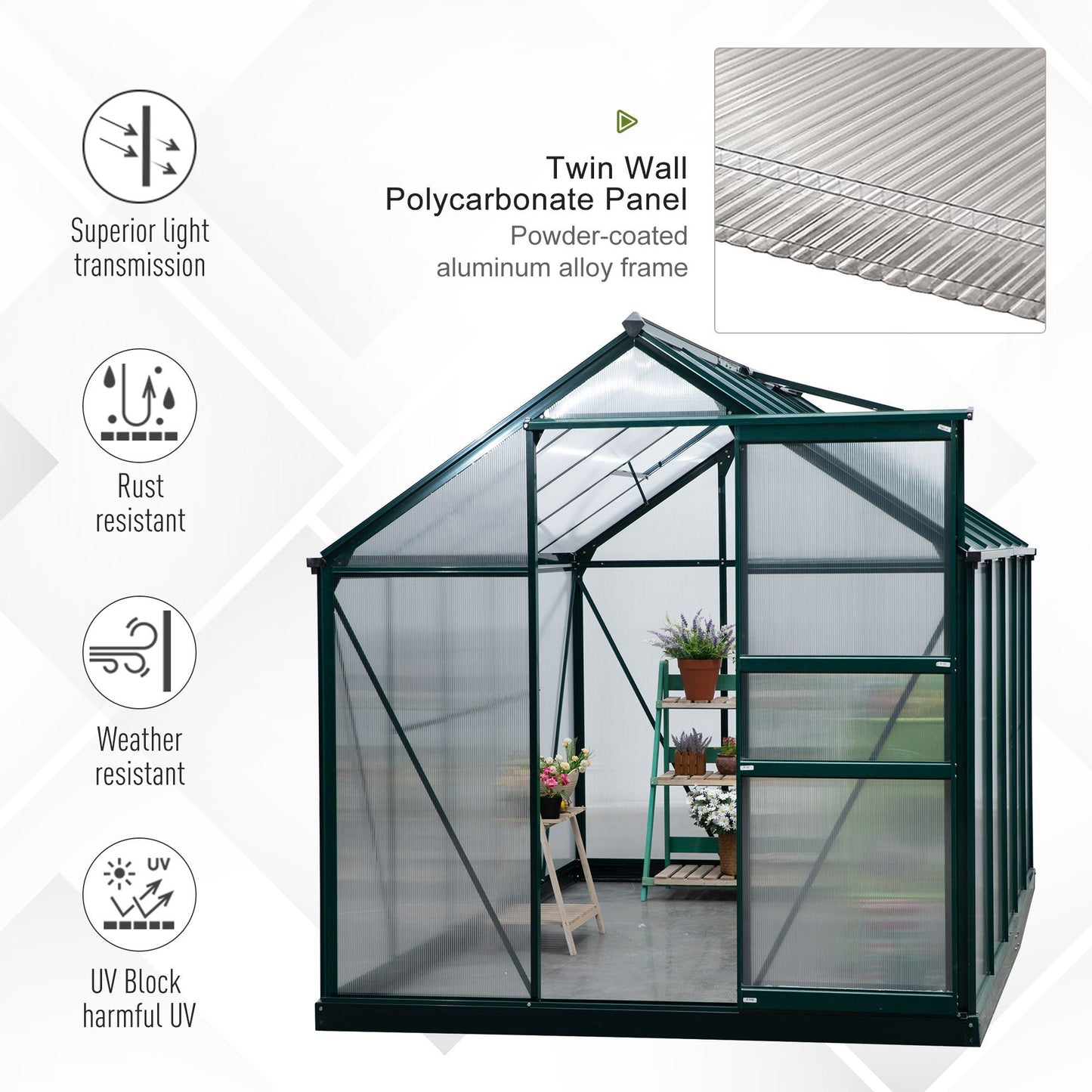 Outsunny 10ft x 6ft Aluminium frame Walk-in Greenhouse