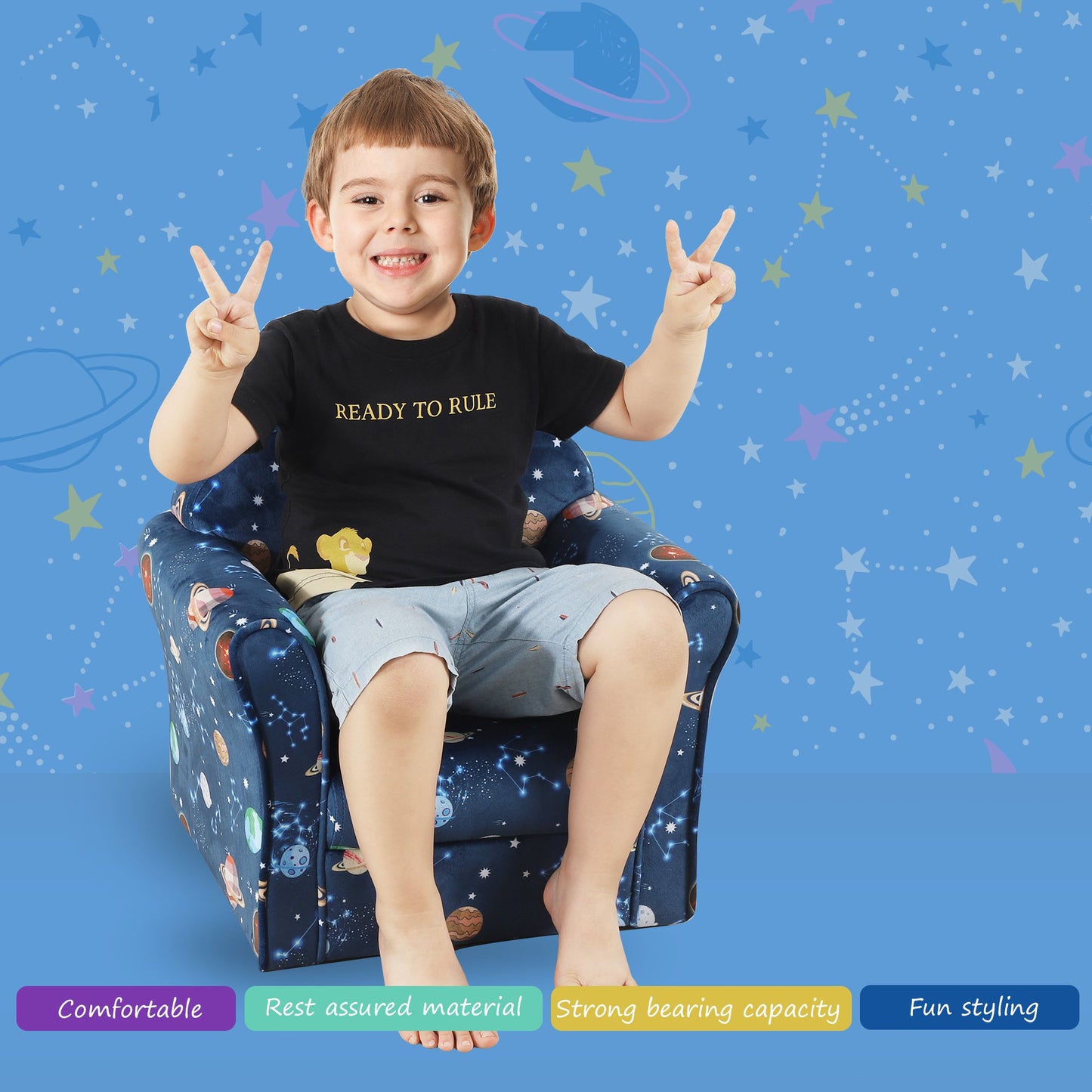 HOMCOM Kids Polyester Upholstered Outer-Space Armchair