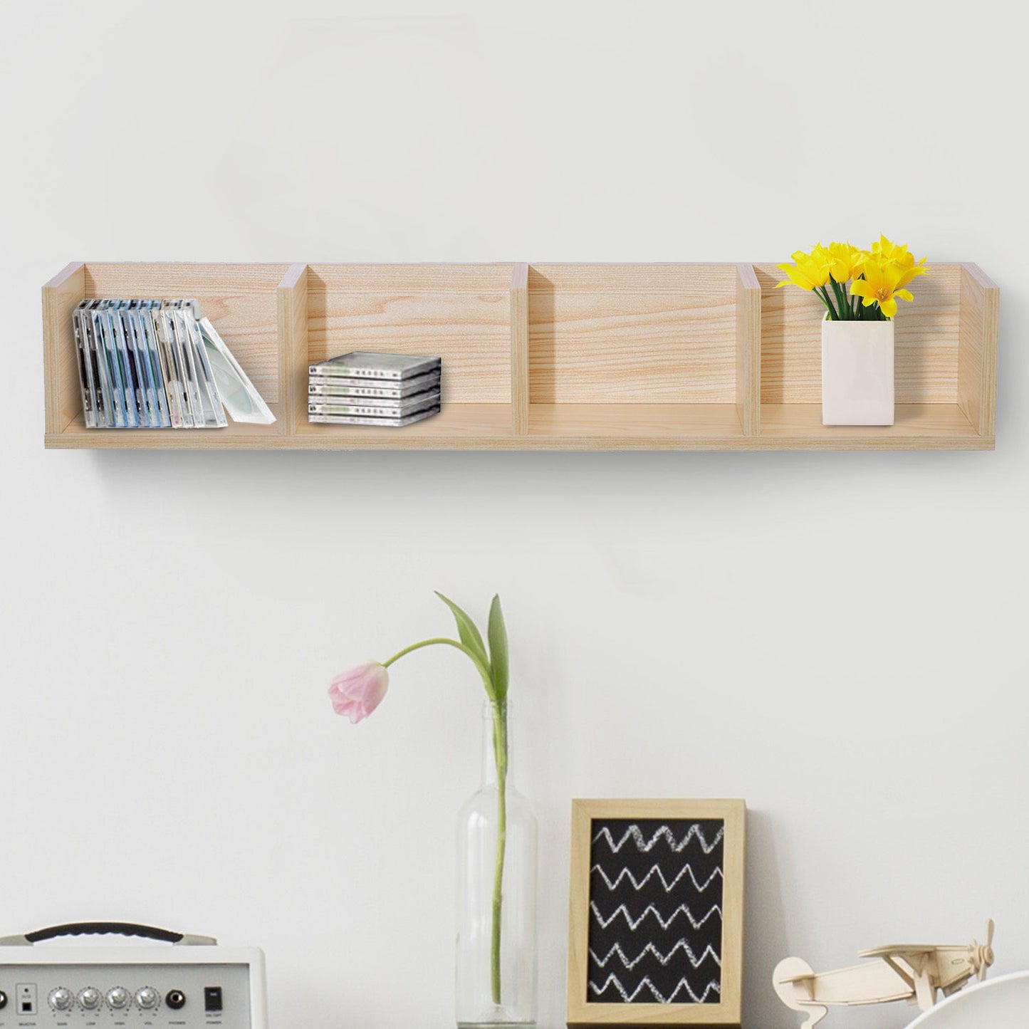 HOMCOM 95Lx17Wx16.5H cm Multi-Media Storage Wooden Shelf