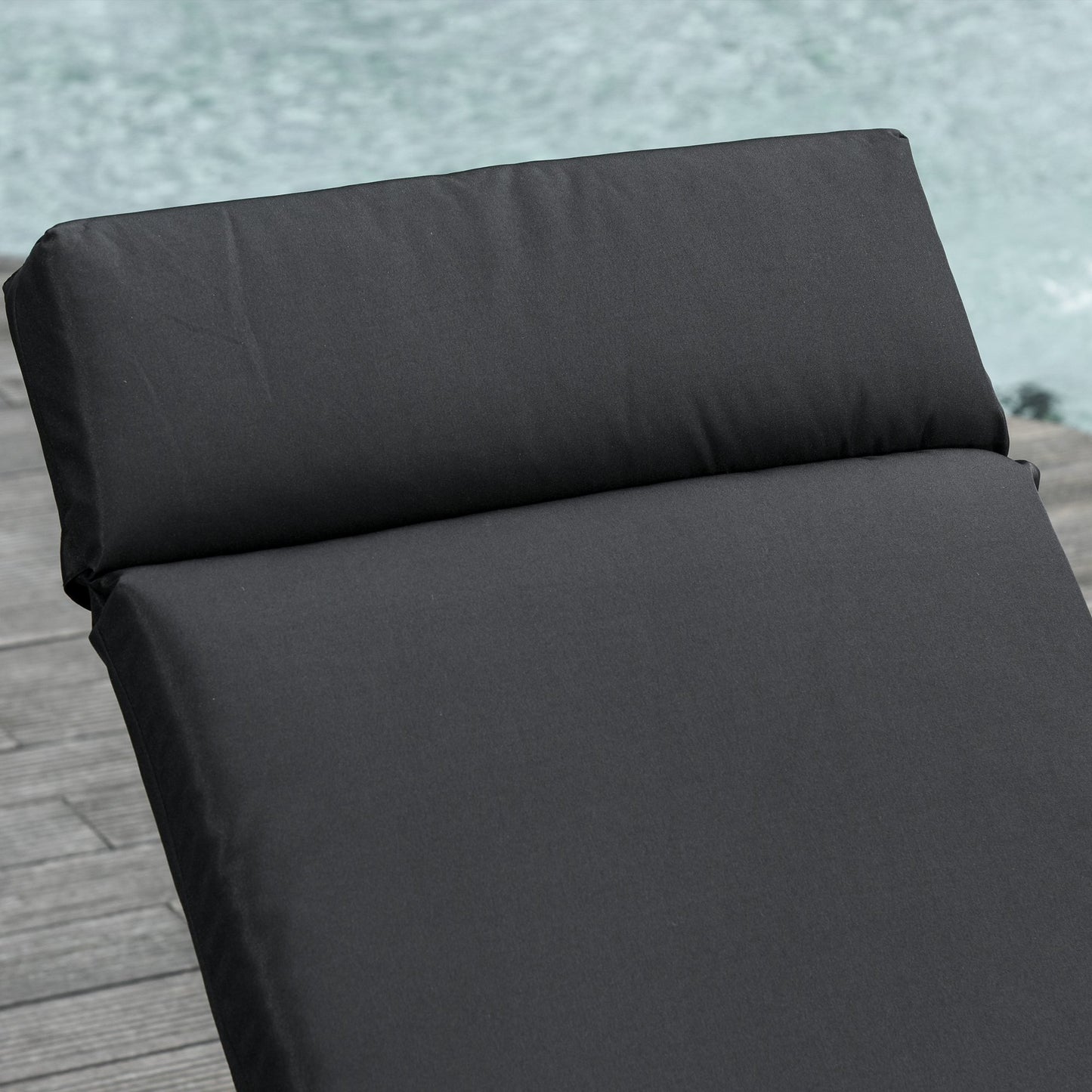 Outsunny Set of 2 Sun Lounger Cushion Non-Slip Seat Pads for Indoor Outdoor Black