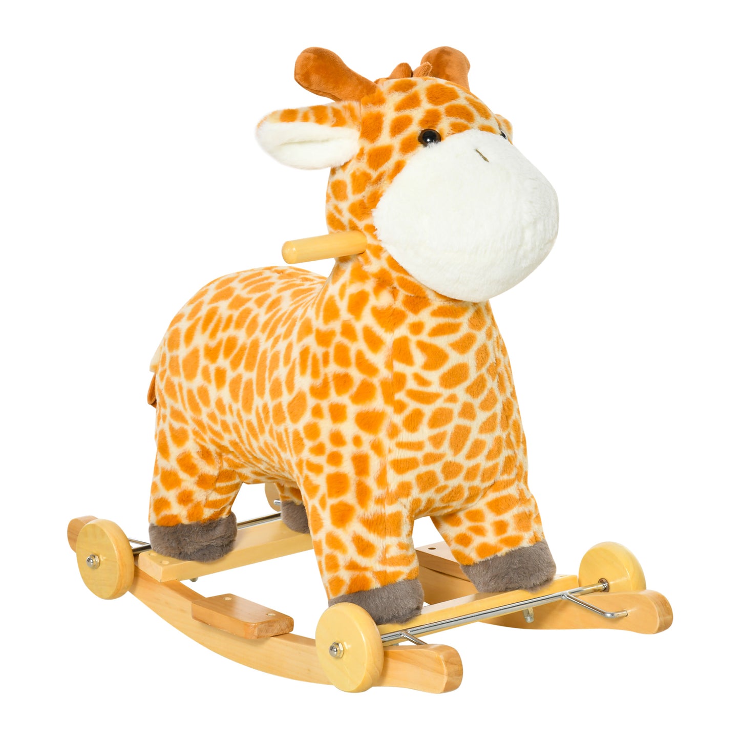 HOMCOM 2-IN-1 Kids Plush Ride-On Rocking Gliding Horse Giraffe-shaped for Child Yellow