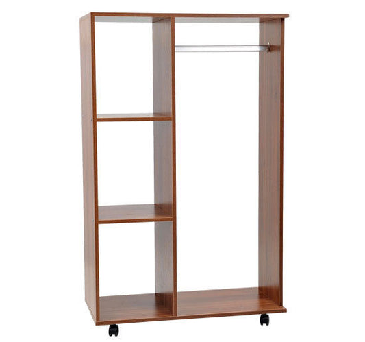 HOMCOM Open Wardrobe W/ Clothes Hanging Rail-Walnut
