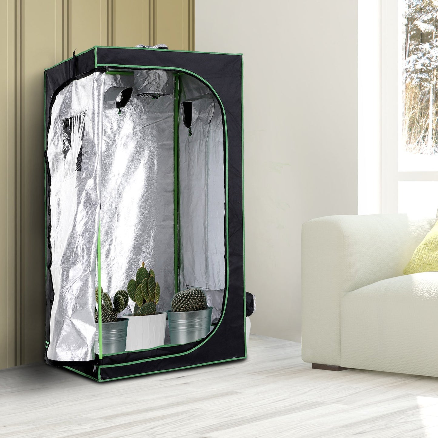 Outsunny Hydroponic Plant Grow Tent, 80L x 80W x 160Hcm-Black/Green