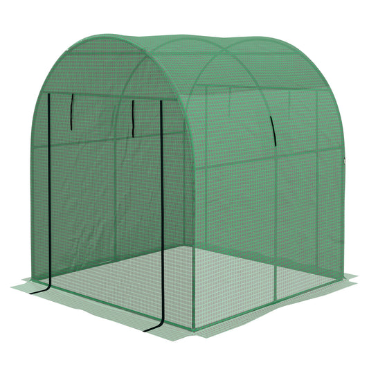 Outsunny Polytunnel Greenhouse Walkin Grow House with UVresistant PE Cover Doors and Mesh Windows 1.8 x 1.8 x 2m Green