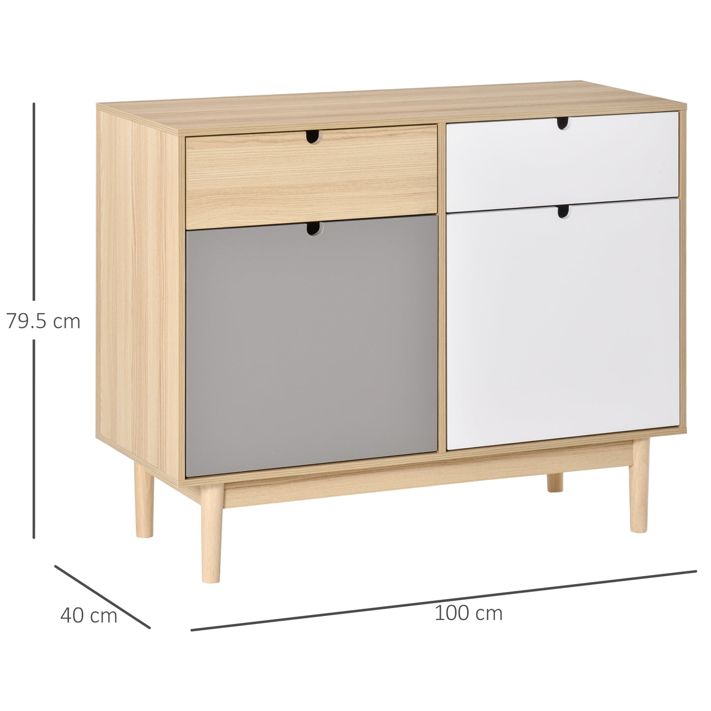 HOMCOM Sideboard Storage Cabinet Kitchen Cupboard with Drawers for Bedroom, Living Room