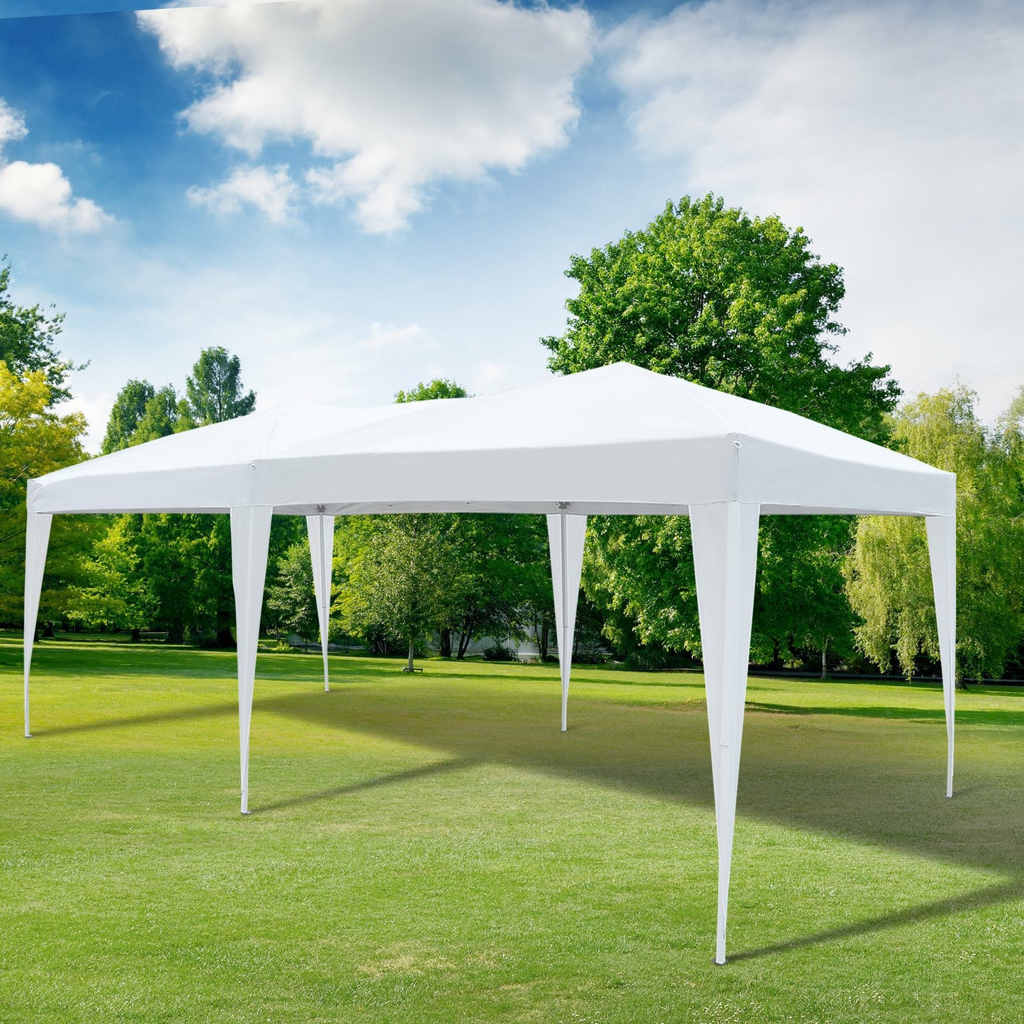 Outsunny 3 X 6M Heavy Duty Waterpoof UV Resistant Pop Up Gazebo Canopy Marquee Party Tent Wedding Awning-White