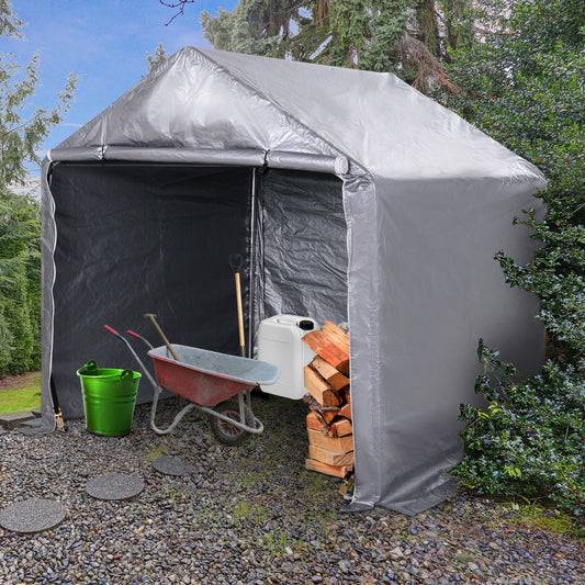 Outsunny 2m x 2m Outdoor Galvanized Steel Carport Canopy Grey