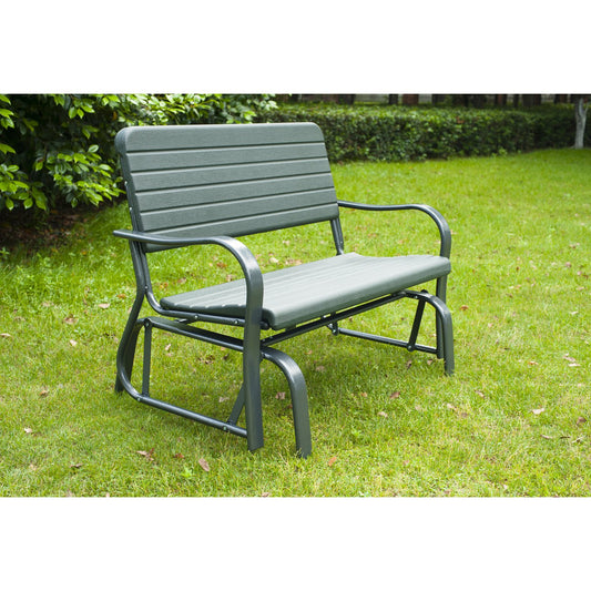 Outsunny Garden Rocker Bench Metal 2-Seater Outdoor Swing Chair Green