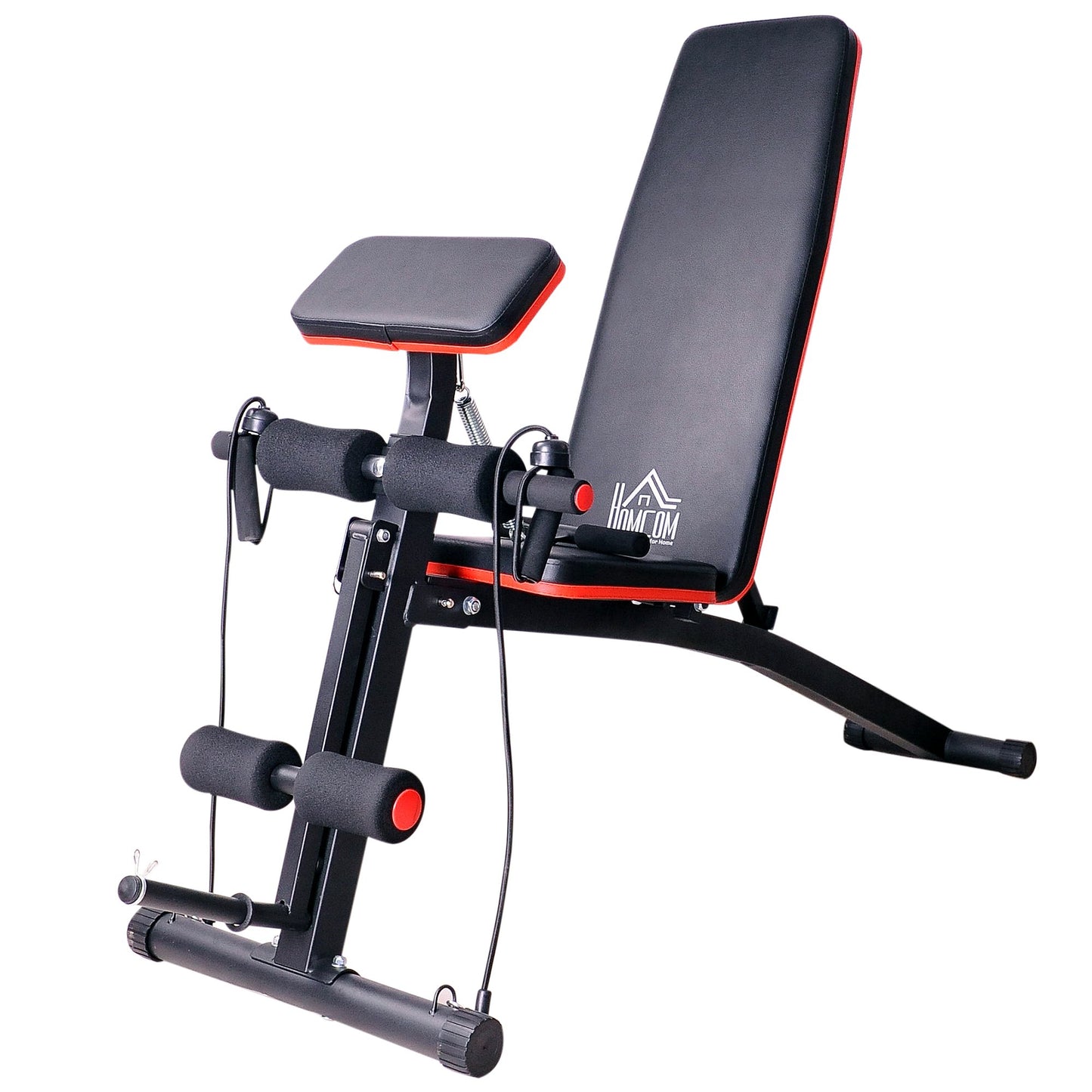 HOMCOM Foldable Exercise Bench, 6 Levels Adjustment-Black/Red