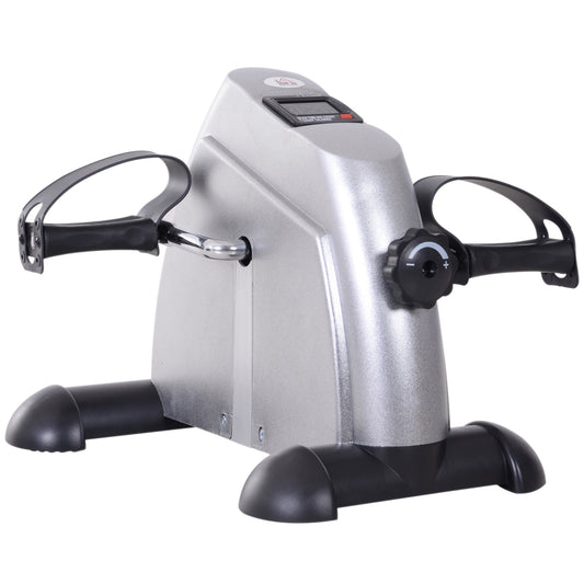 HOMCOM Mini Exercise Bike Under Desk Bike Fitness W/LCD Display, 9Wx 40Dx 31Hcm-Silver