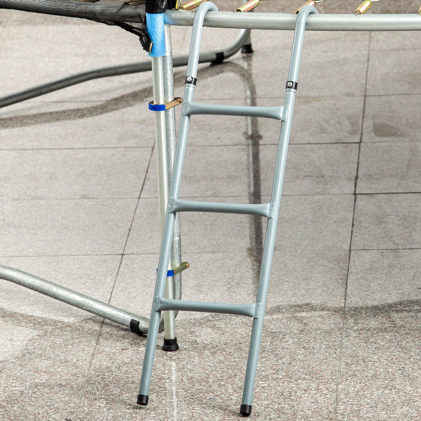 HOMCOM 12/14ft Trampoline Ladder Galvanized w/ Non-slip Mat