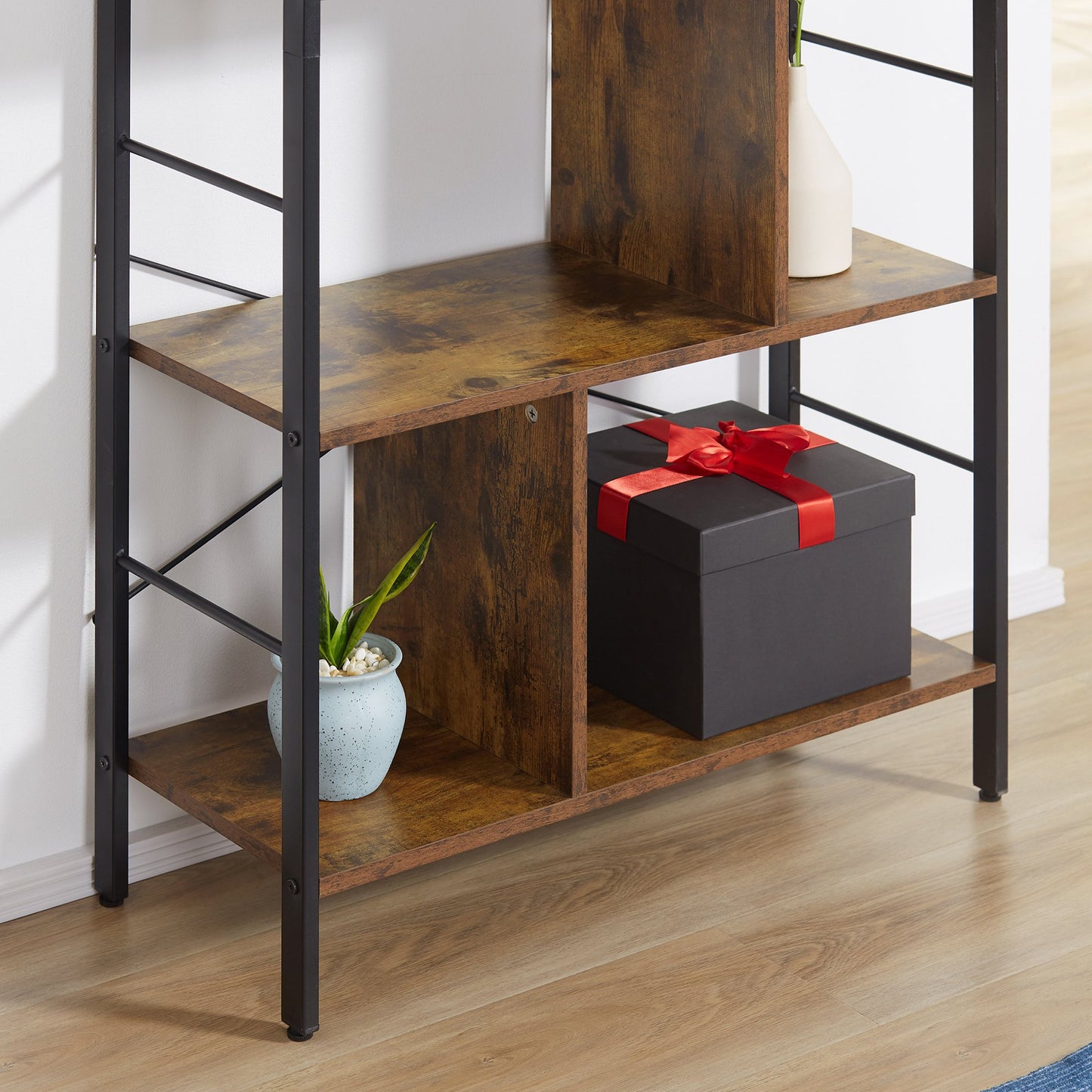 HOMCOM Storage Shelf Bookcase Closet Floor Standing Metal Frame Display Rack