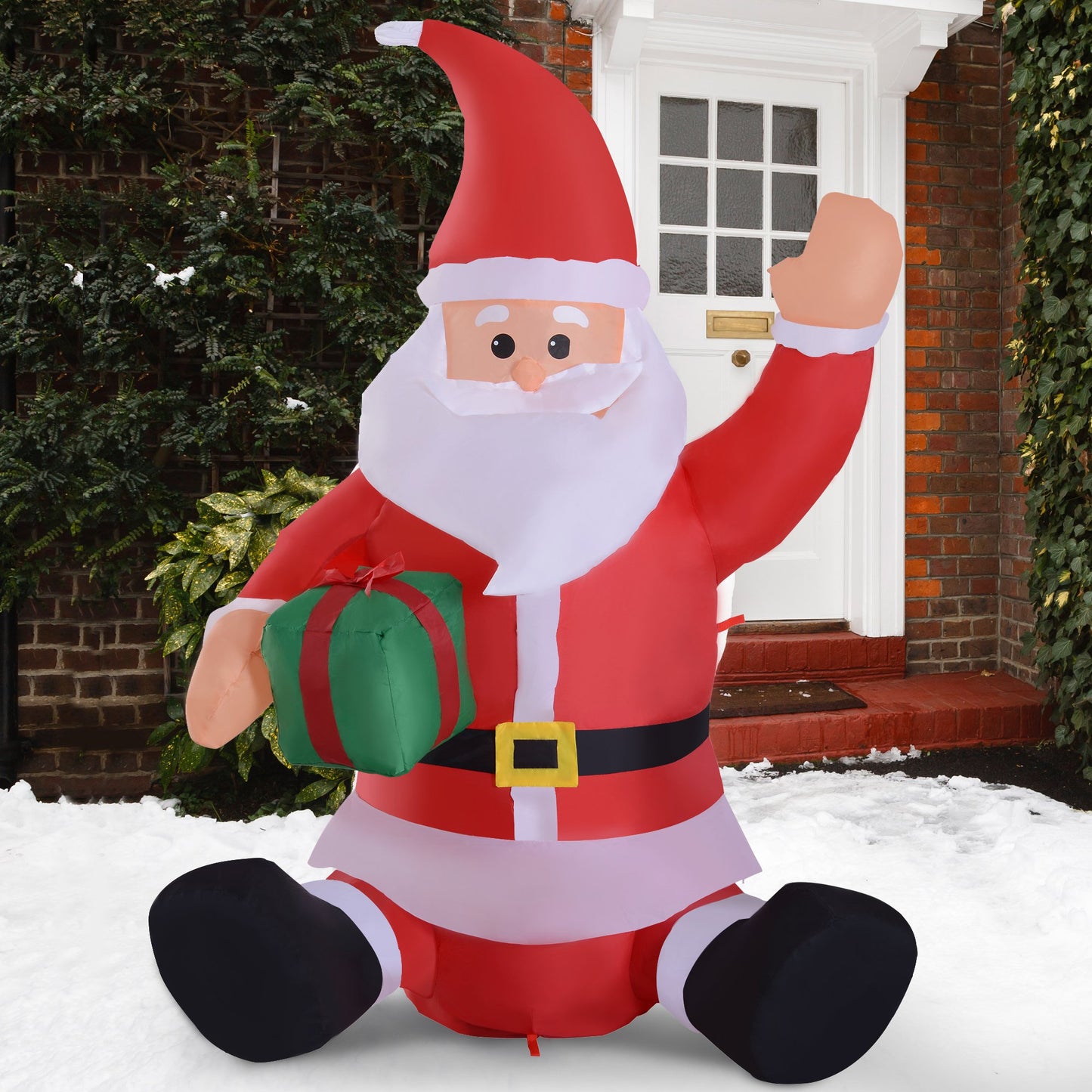 HOMCOM Christmas Inflatable Santa Claus Outdoor Home Seasonal Decoration w/ LED Light