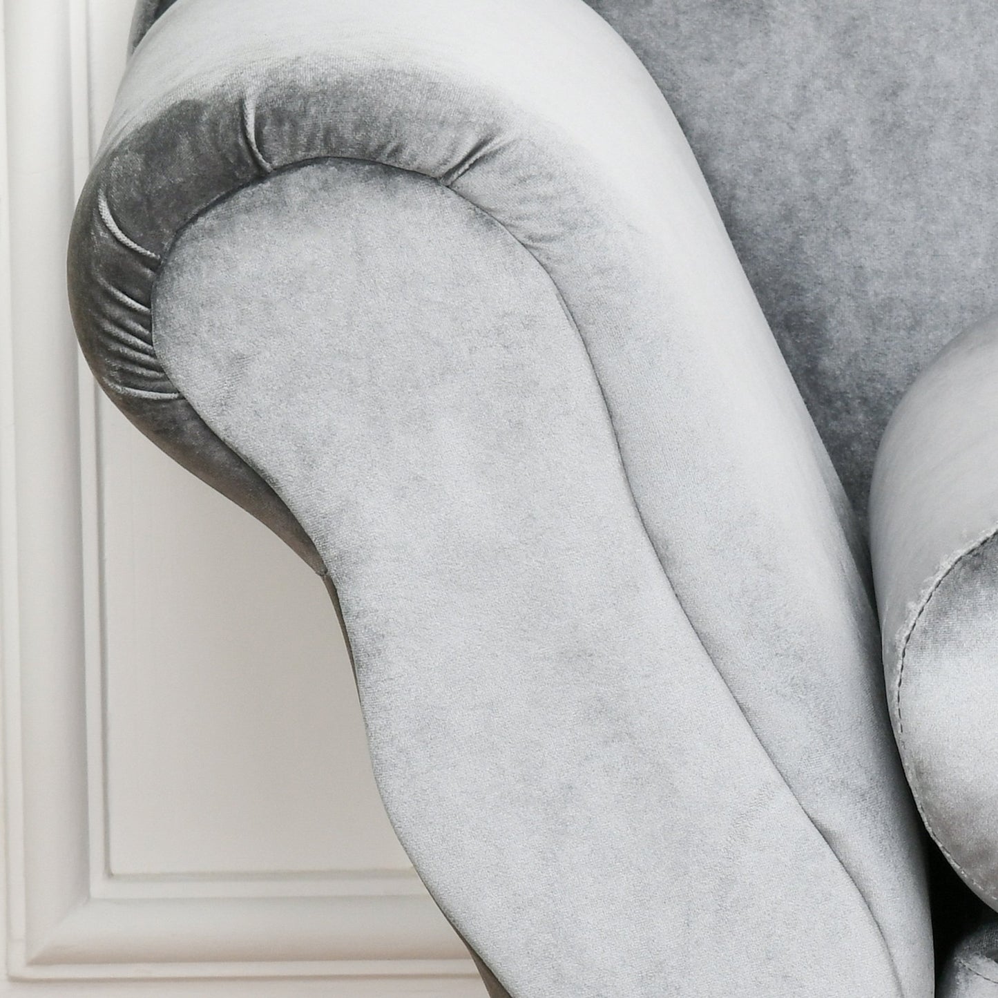 HOMCOM Vintage Style Plush Cloth Upholstered Chaise Longue Sofa w/ Bolster Cushion Grey