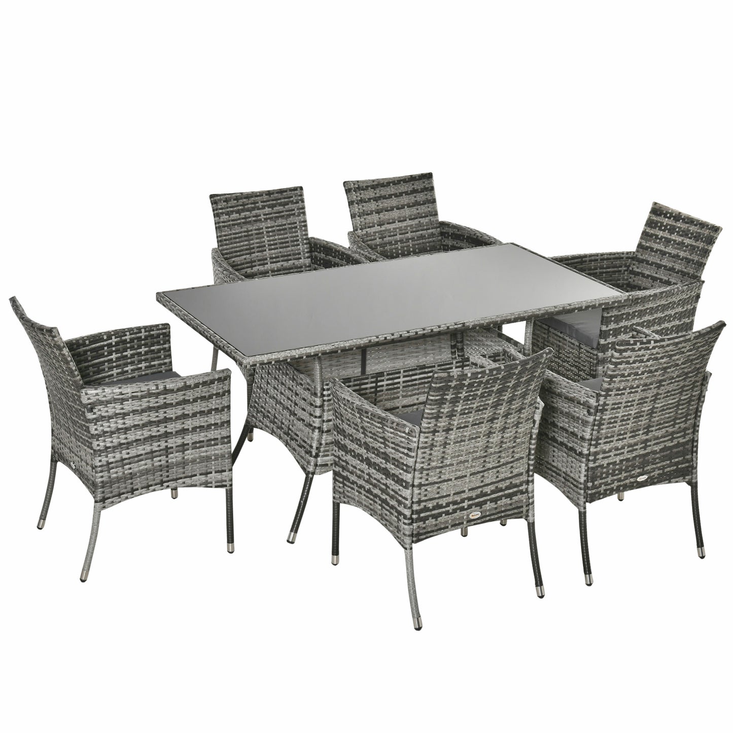 Outsunny Rattan Dining Set Conservatory 7pcs Garden Furniture Seaters Patio Weave Outdoor