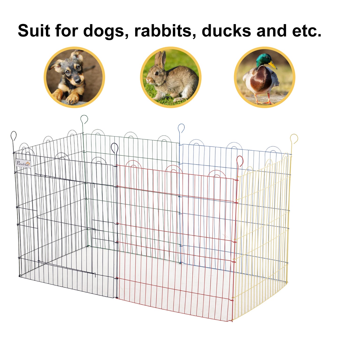 PawHut Foldable Pet Playpen Puppy Pen w/ Door Metal Indoor & Outdoor