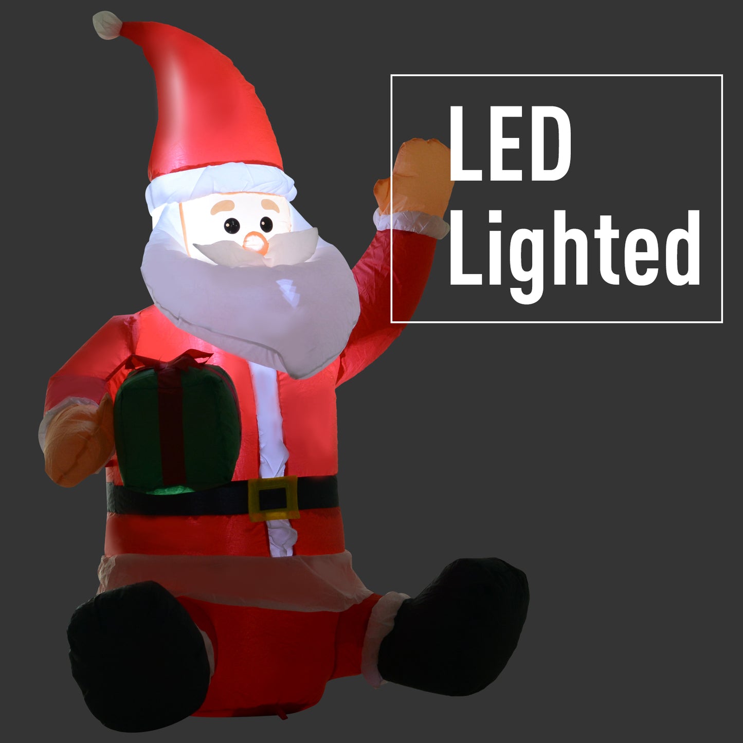 HOMCOM Christmas Inflatable Santa Claus Outdoor Home Seasonal Decoration w/ LED Light