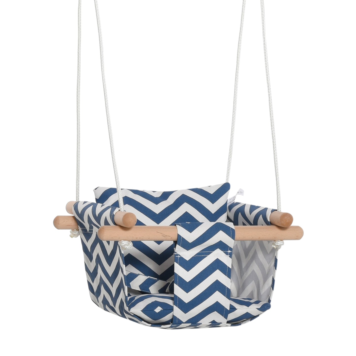 Outsunny Baby Swing Chair with Wooden Frame Cotton Cushion Pillow Indoor Outdoor