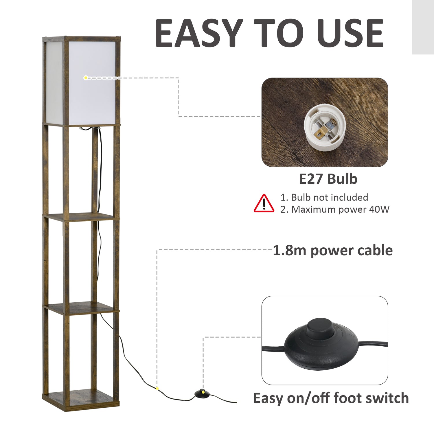 Easy home deals shelf floor lamp