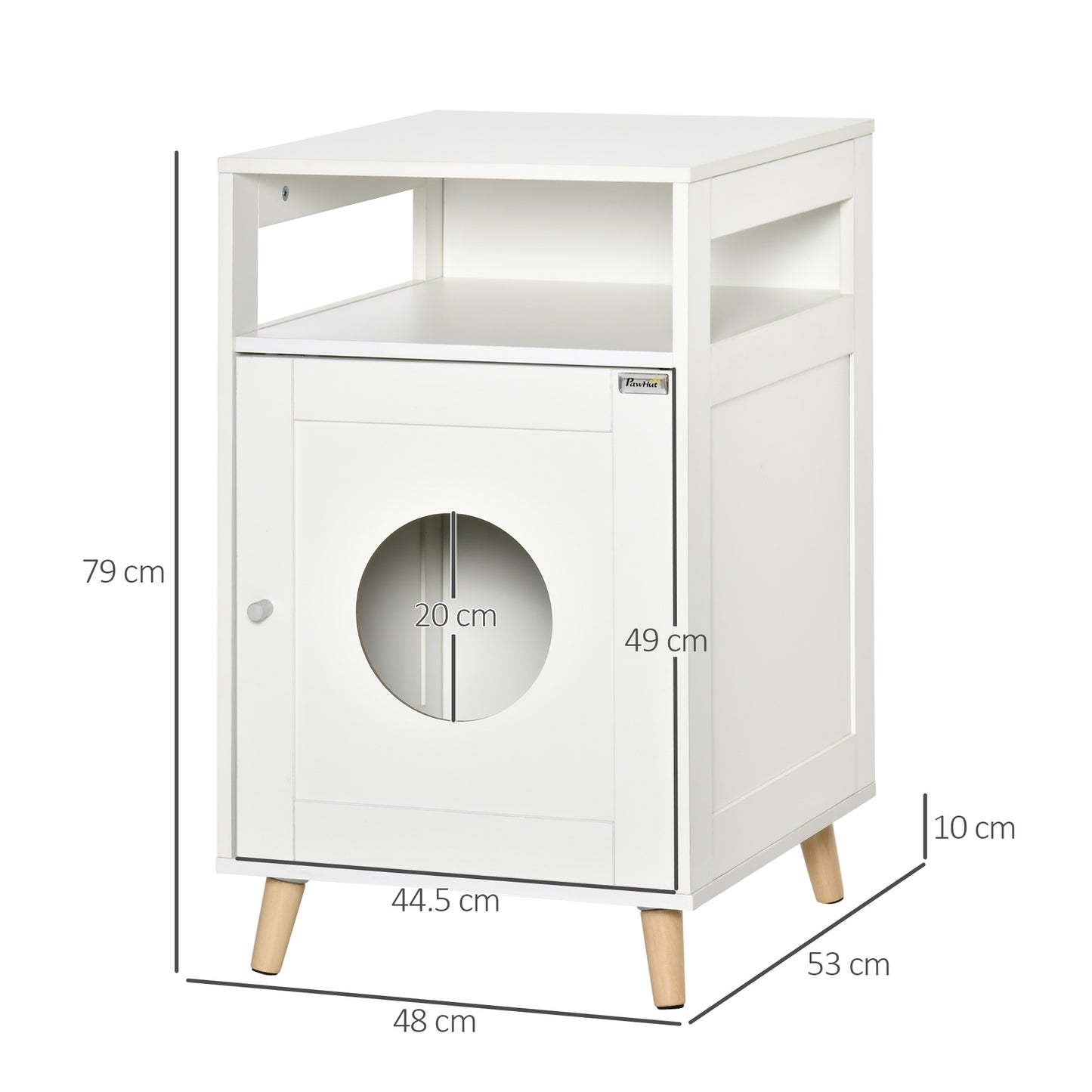 PawHut Cat Litter Box Enclosure Washroom End Table w/ Magnetic Door Multiple Storage