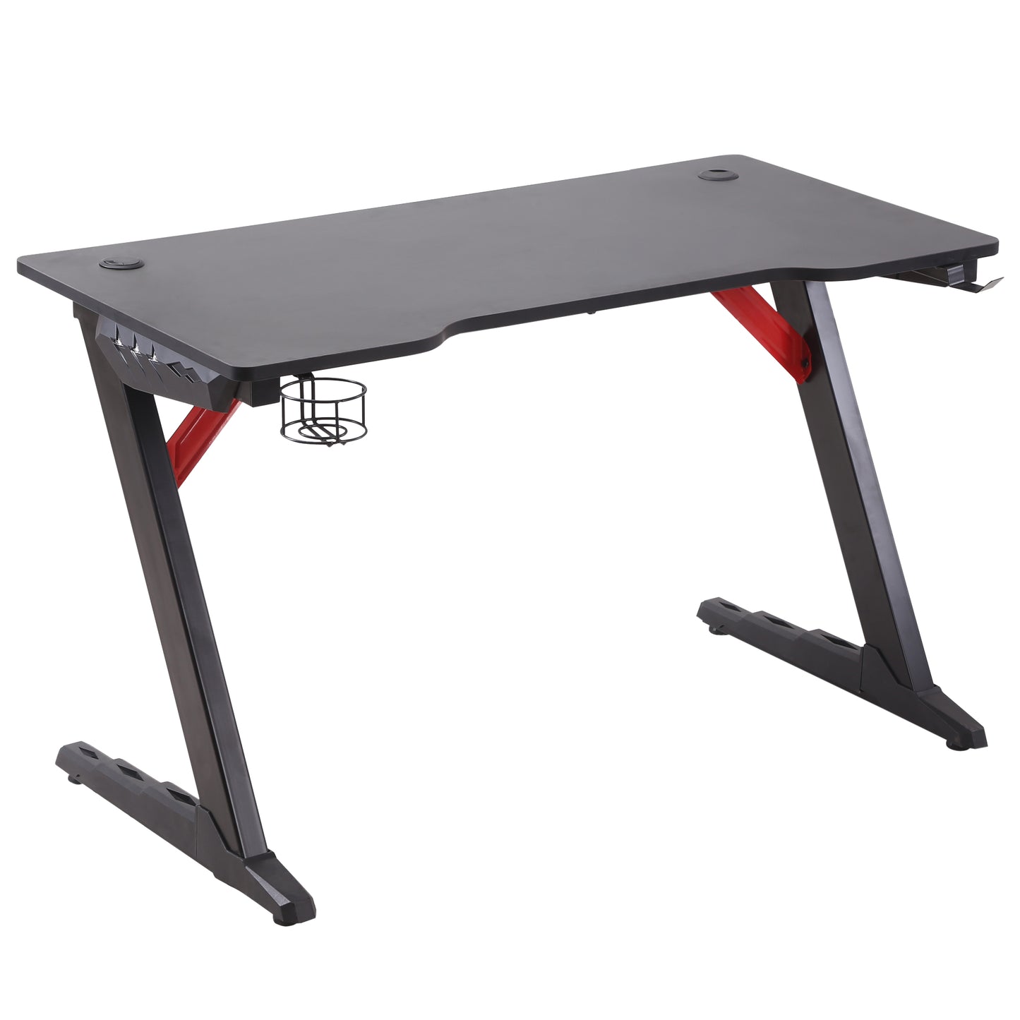 HOMCOM Racing Style Z-Shaped Gaming Desk Computer Table Work Station with LED Lights