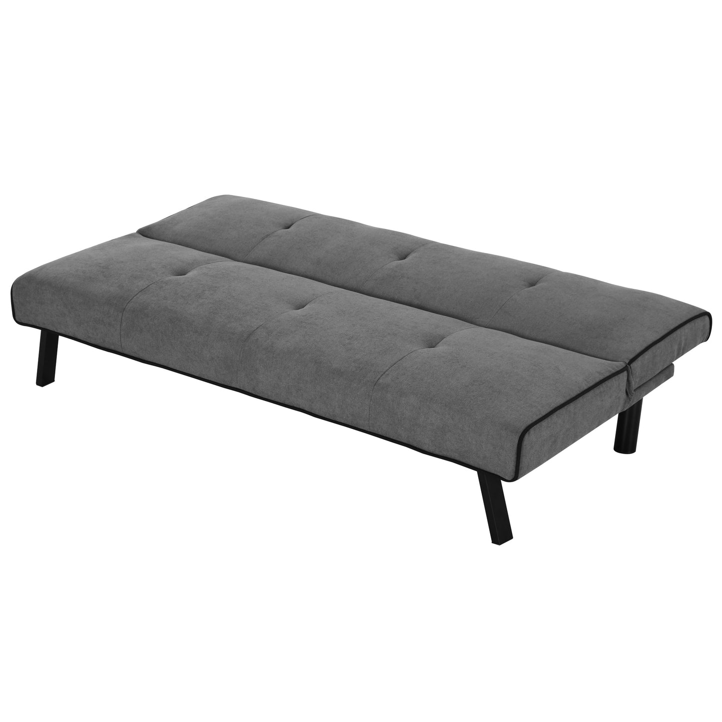 HOMCOM Faux Velvet Upholstered 3-Seater Sofa Bed