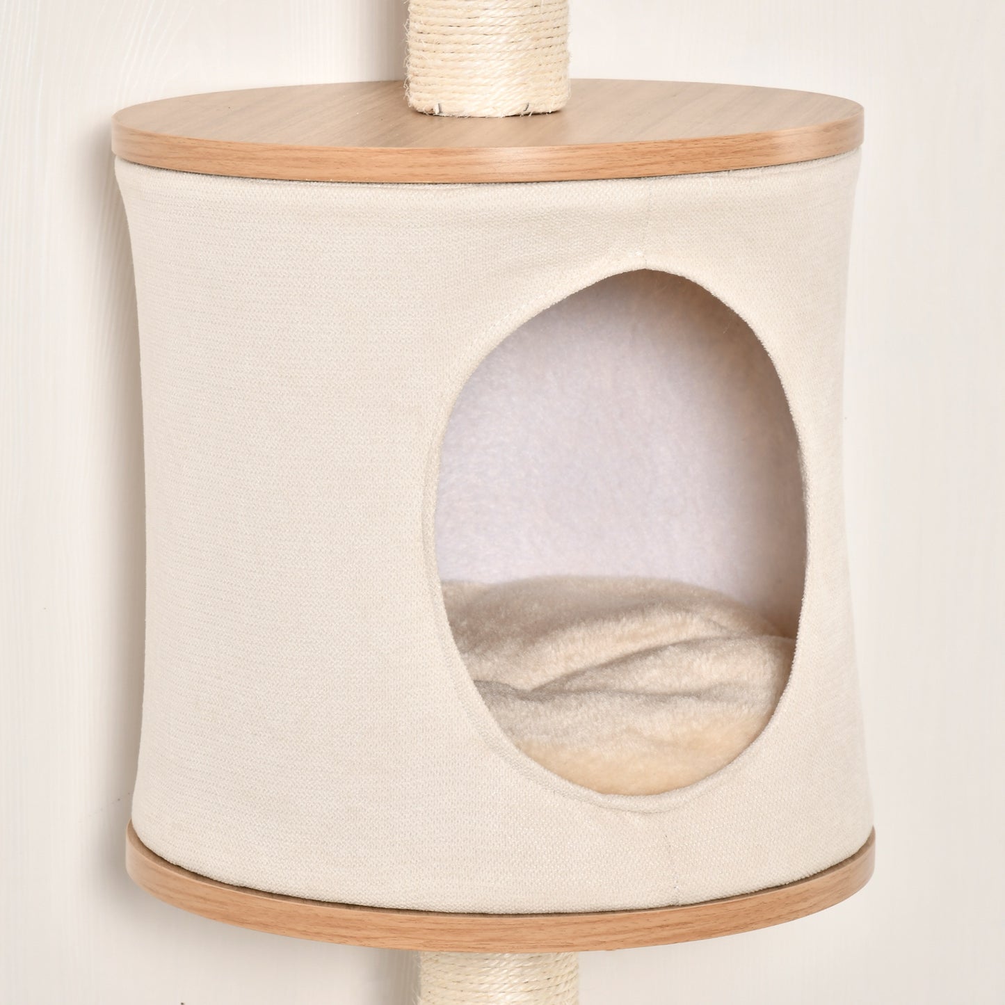 PawHut Cat Tree Cat Shelf Wall-Mounted Shelter with Condo Bed Scratching Post