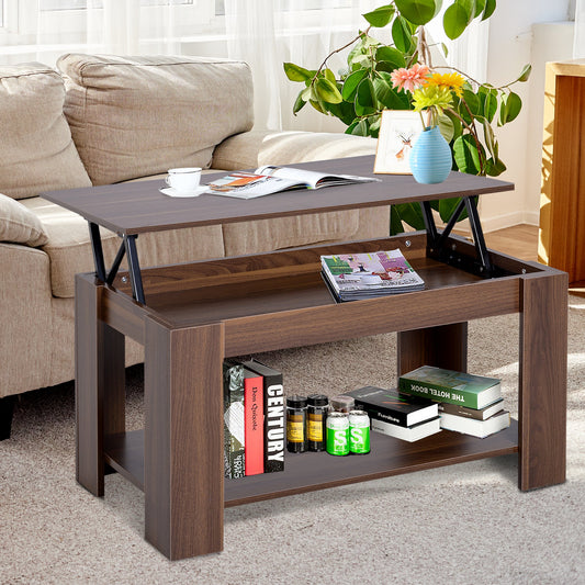 HOMCOM Modern Lift Up Top Coffee Table, 100W x 50D x 50/63Hcm cm-Natural Wood Grain Colour