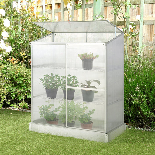 Outsunny Sun Plate 3-Tier Greenhouse w/ Foundation Clear