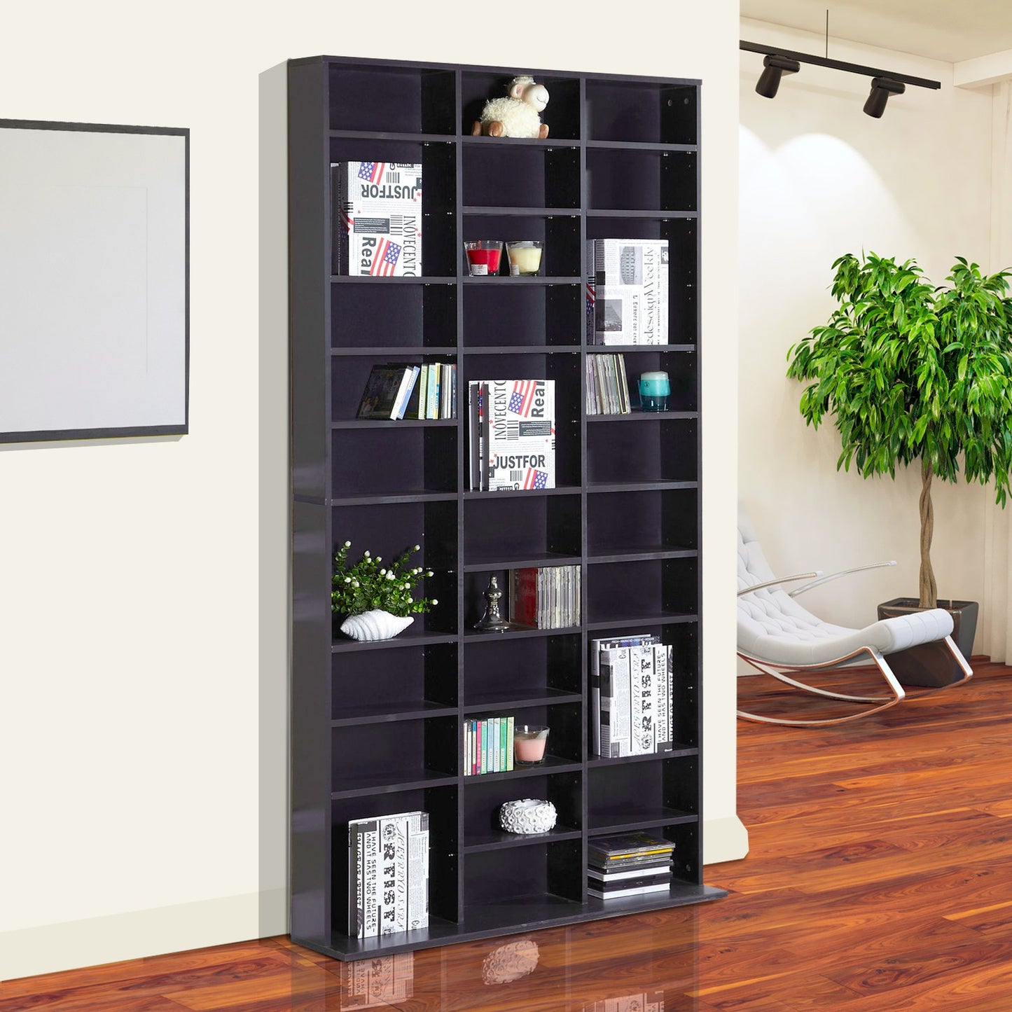 HOMCOM Particle Board Multi-Compartment Storage Shelving Unit Black