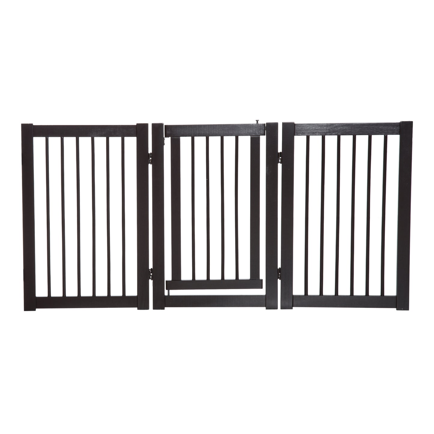 PawHut MDF Freestanding Expandable Pet Gate w/ Latched Door Brown