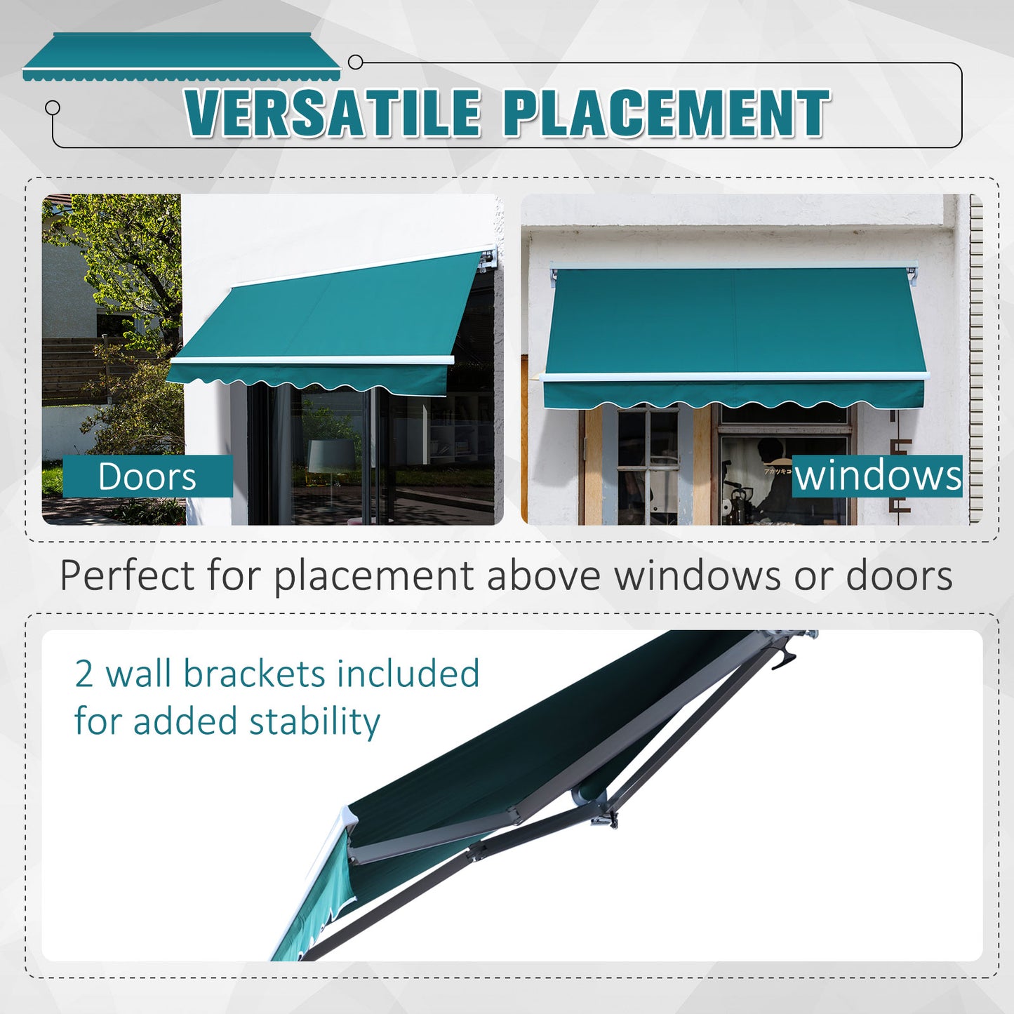 Outsunny 2.5 x 2m Motorised Aluminium Awning w/ Remote Green