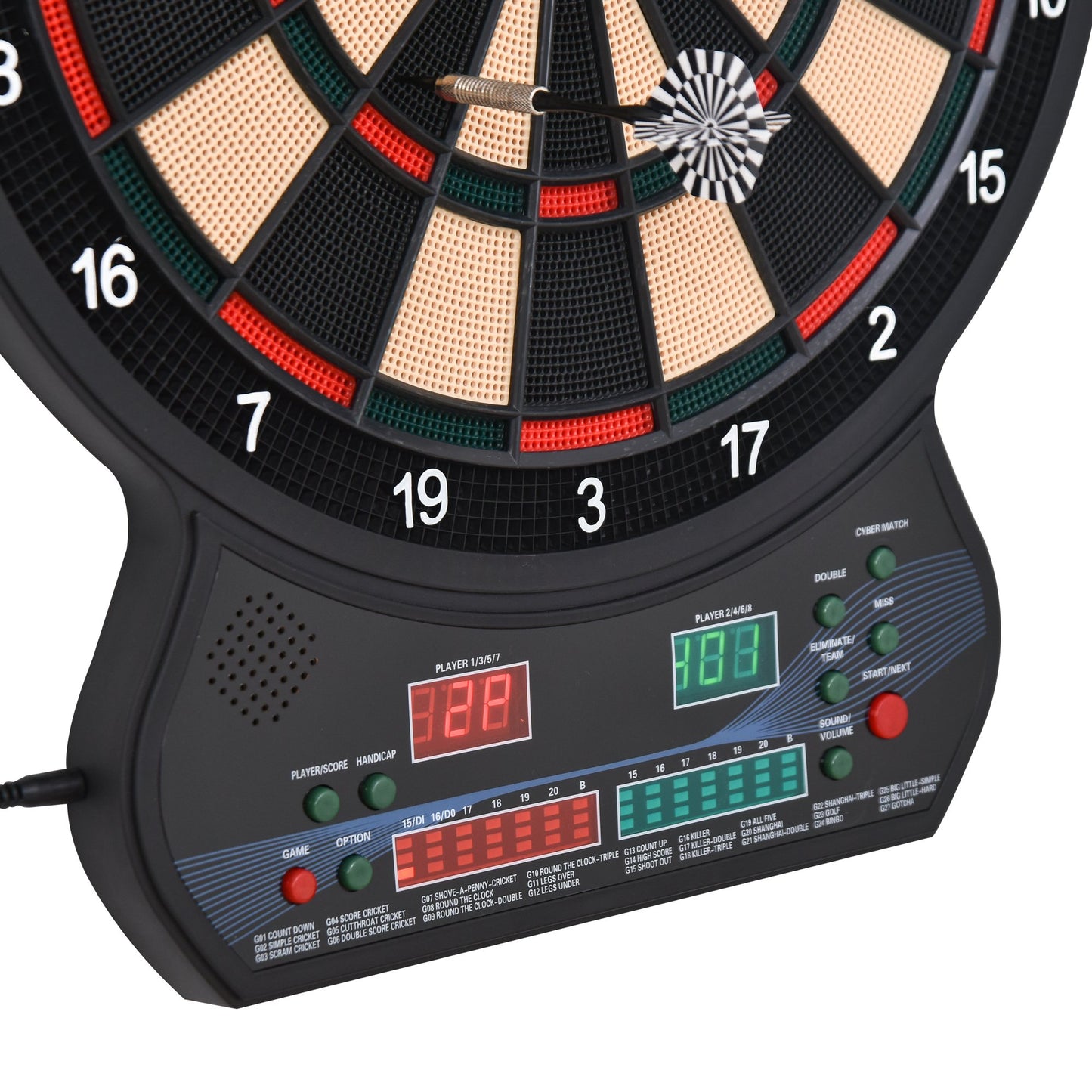 HOMCOM Plastic LED Electronic Dartboard w/ 12 Darts