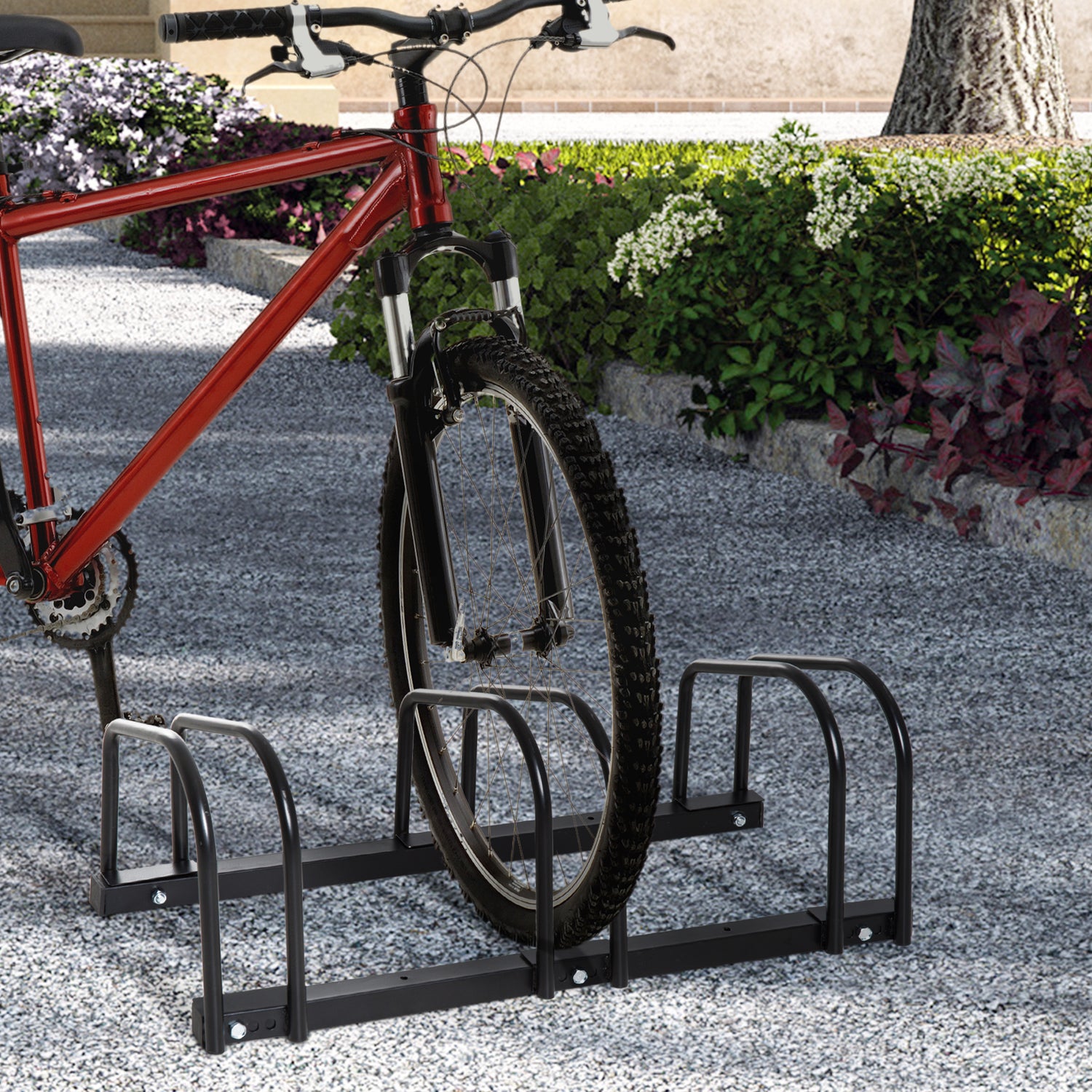 HOMCOM Bike Stand Parking Rack Floor or Wall Mount Bicycle Cycle