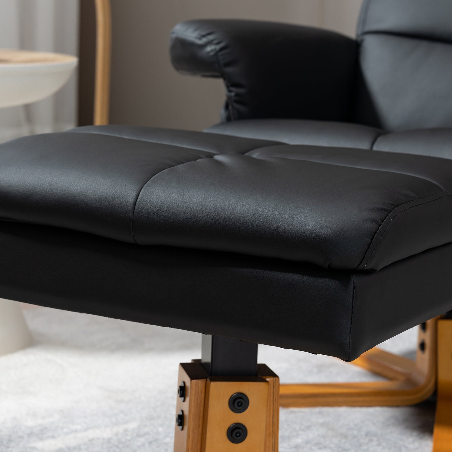 Faux leather recliner 2024 with ottoman