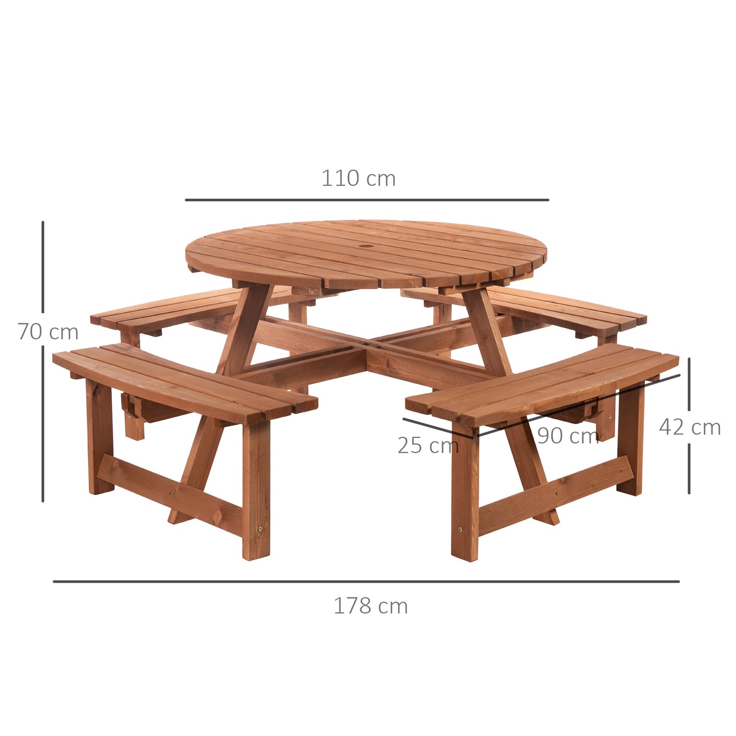 Outsunny 8-Seater Wooden Picnic Set-Fir Wood