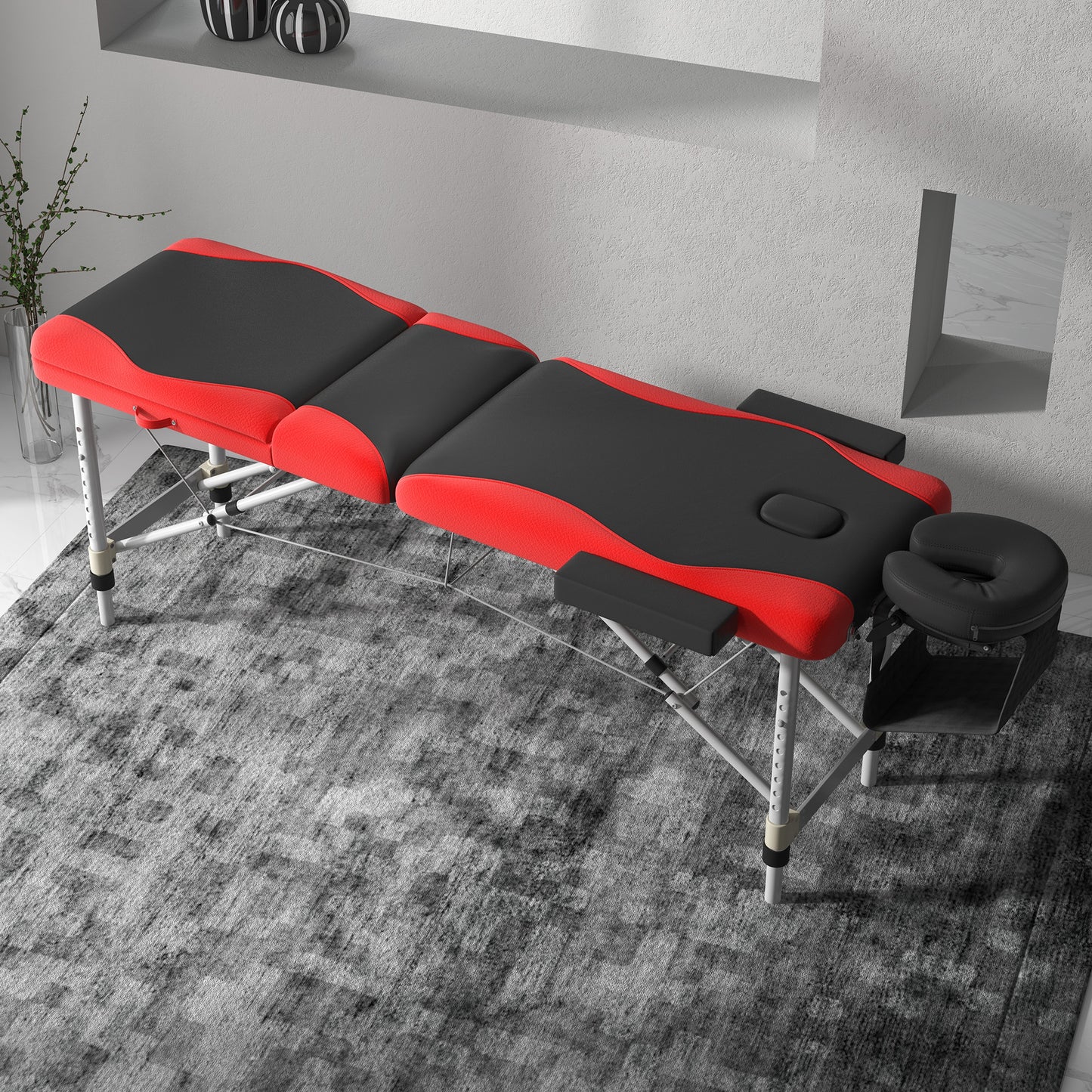 HOMCOM Foldable Massage Table Professional Salon SPA Facial Couch Bed Black and Red