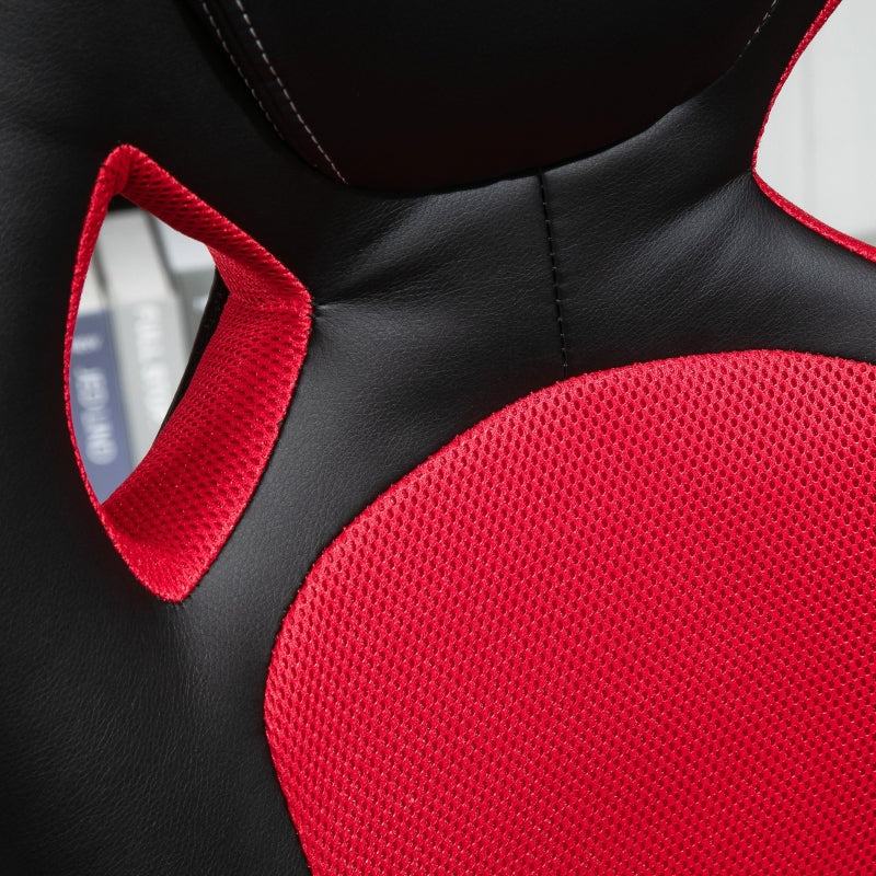 Vinsetto High-Back Office Chair Faux Leather Swivel Computer Desk Chair for Home Office with Wheels Armrests Black Red/Black