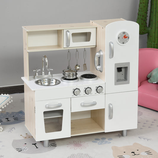 HOMCOM Kids Pretend Play MDF Kitchen Set White