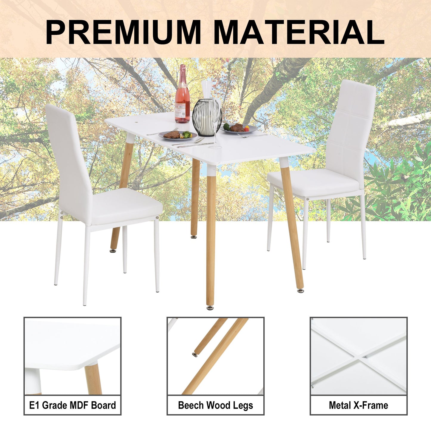 HOMCOM MDF Scandinavian Dining Table White/Oak